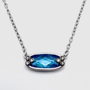 Freida Rothman Blue Pendant & Matte Platinum Rhodium Over Silver Necklace